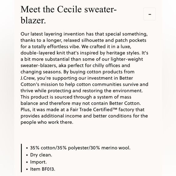 J. Crew Cecile relaxed sweater-blazer. Navy. Size L. NWT. - Picture 8 of 15